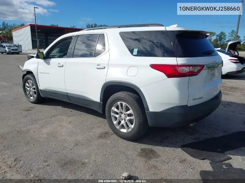 1GNERGKW0KJ258660 2019 Chevrolet Traverse 1Lt
