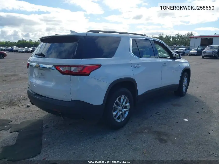 1GNERGKW0KJ258660 2019 Chevrolet Traverse 1Lt