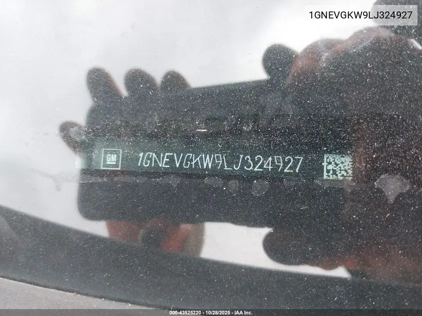 1GNEVGKW9LJ324927 2020 Chevrolet Traverse Awd Lt Cloth