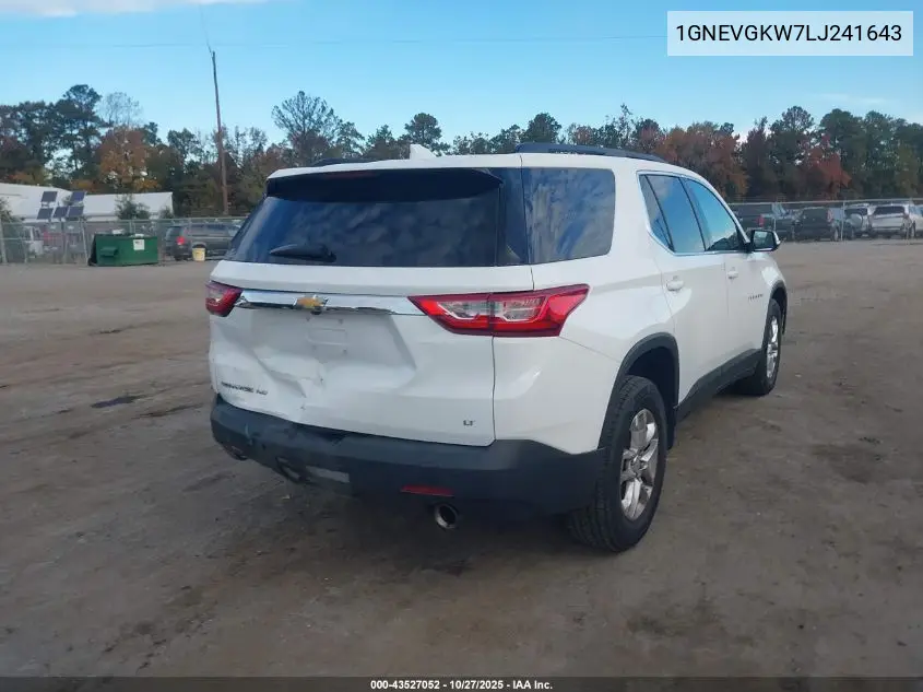 1GNEVGKW7LJ241643 2020 Chevrolet Traverse Awd Lt Cloth
