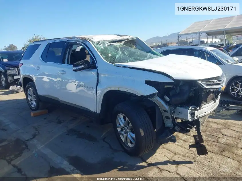 1GNERGKW8LJ230171 2020 Chevrolet Traverse Lt Cloth