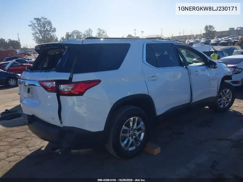 1GNERGKW8LJ230171 2020 Chevrolet Traverse Lt Cloth
