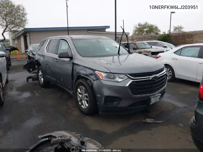 1GNERFKW6LJ203951 2020 Chevrolet Traverse Fwd Ls