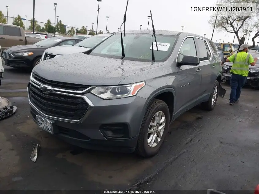 1GNERFKW6LJ203951 2020 Chevrolet Traverse Fwd Ls