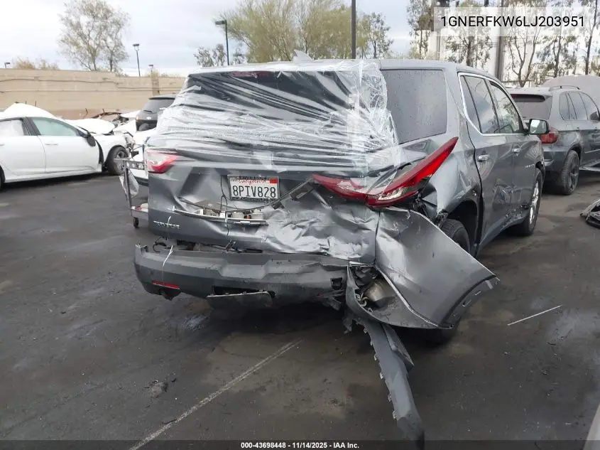 1GNERFKW6LJ203951 2020 Chevrolet Traverse Fwd Ls