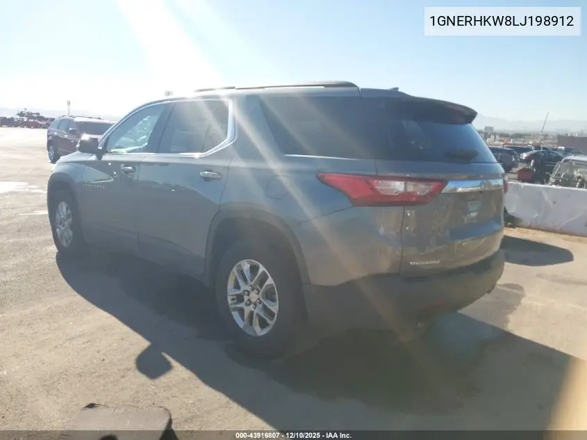 1GNERHKW8LJ198912 2020 Chevrolet Traverse Fwd Lt Leather
