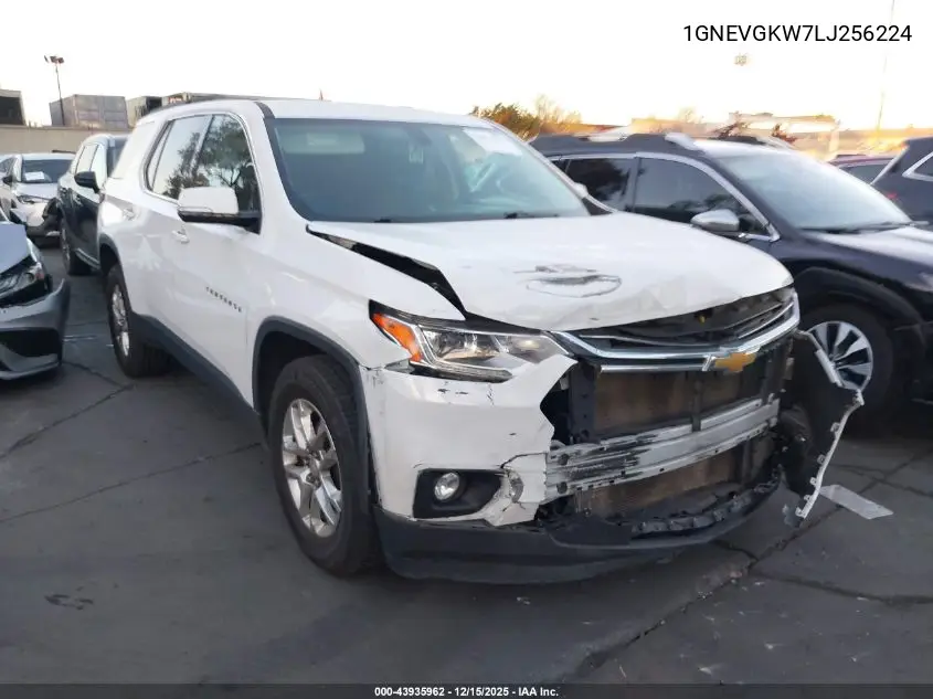 1GNEVGKW7LJ256224 2020 Chevrolet Traverse Awd Lt Cloth
