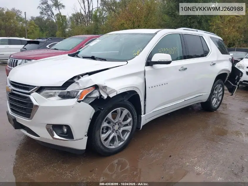 1GNEVKKW9MJ260988 2021 Chevrolet Traverse Awd Premier