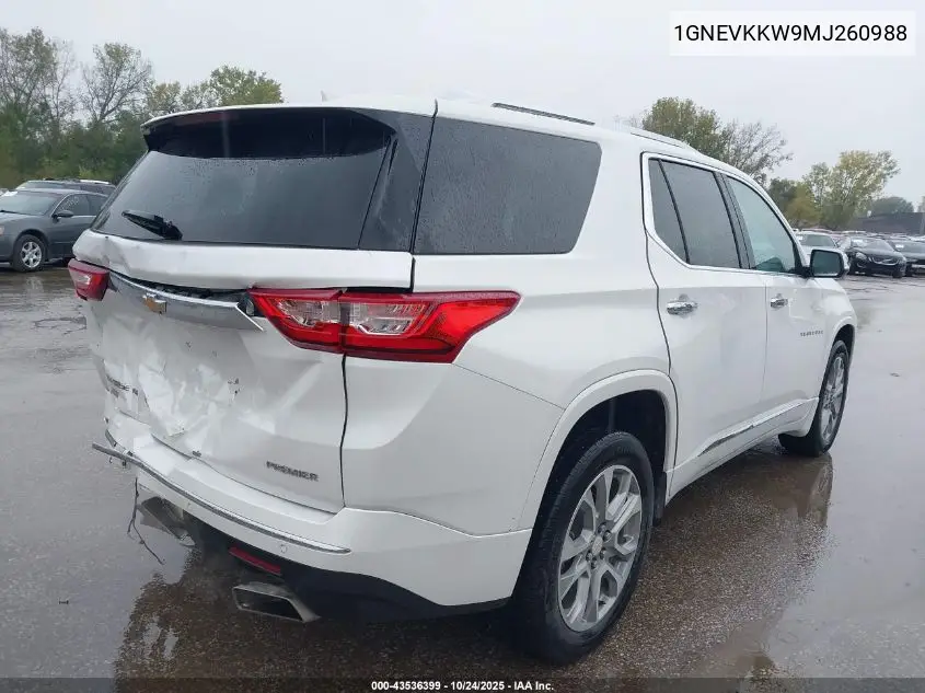 1GNEVKKW9MJ260988 2021 Chevrolet Traverse Awd Premier
