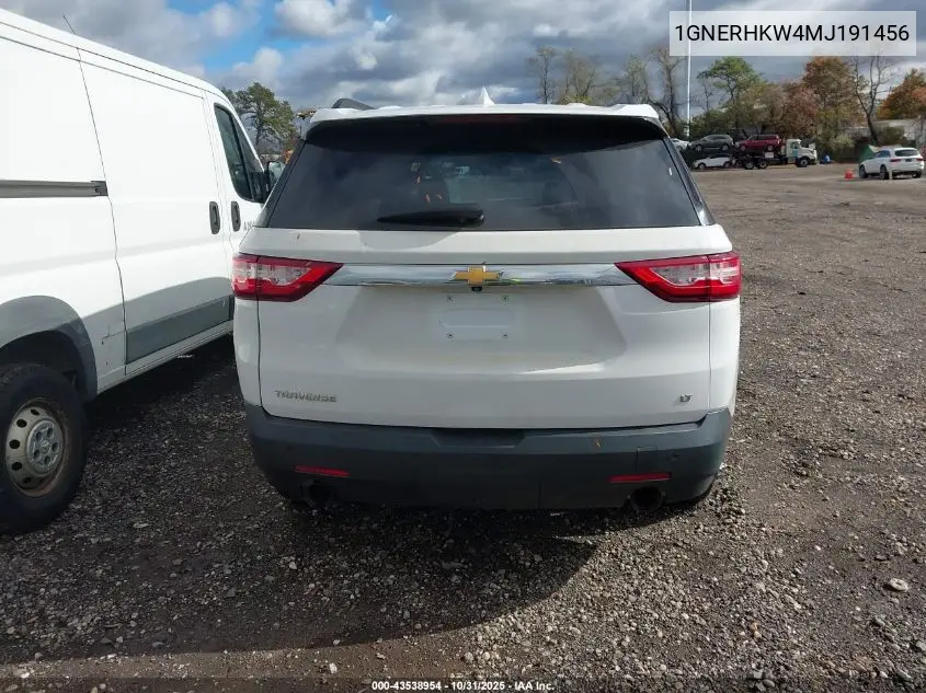1GNERHKW4MJ191456 2021 Chevrolet Traverse Fwd Lt Leather