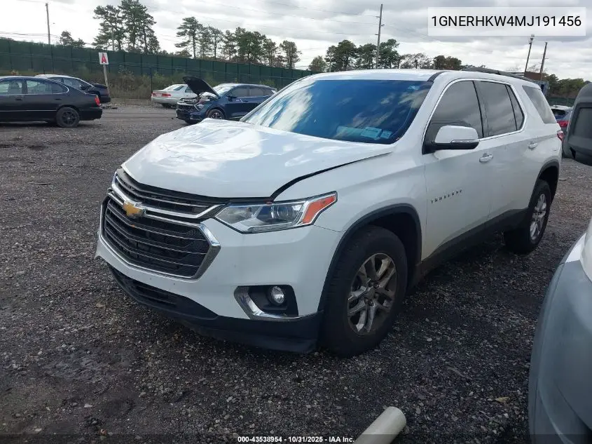 1GNERHKW4MJ191456 2021 Chevrolet Traverse Fwd Lt Leather