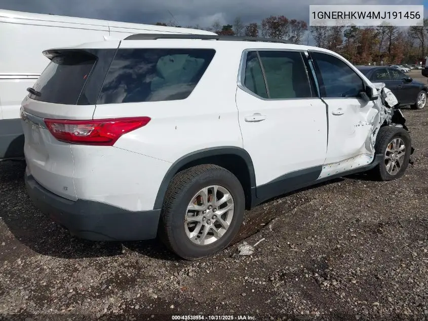 1GNERHKW4MJ191456 2021 Chevrolet Traverse Fwd Lt Leather
