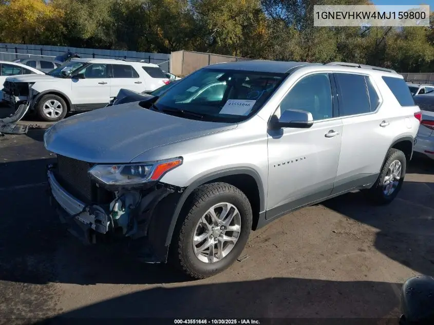 1GNEVHKW4MJ159800 2021 Chevrolet Traverse Awd Lt Leather
