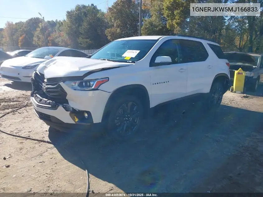 1GNERJKW5MJ166833 2021 Chevrolet Traverse Fwd Rs