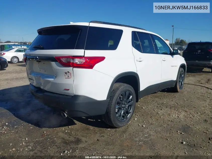1GNERJKW5MJ166833 2021 Chevrolet Traverse Fwd Rs
