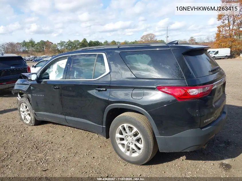 1GNEVHKW6MJ263415 2021 Chevrolet Traverse Awd Lt Leather