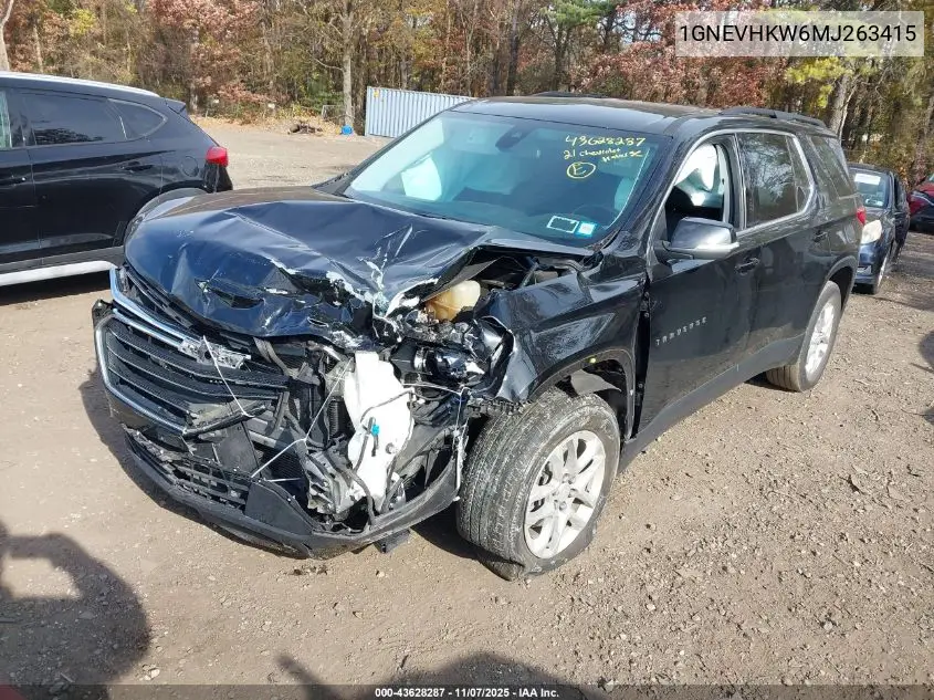 1GNEVHKW6MJ263415 2021 Chevrolet Traverse Awd Lt Leather