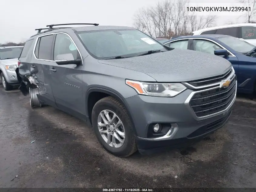 1GNEVGKW3MJ239941 2021 Chevrolet Traverse Awd Lt Cloth