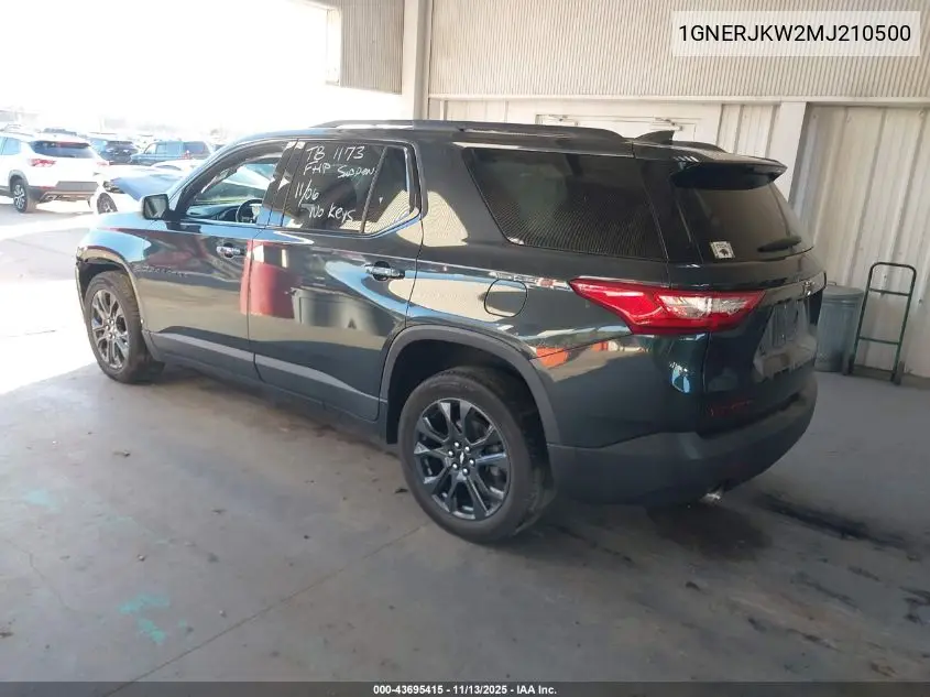 1GNERJKW2MJ210500 2021 Chevrolet Traverse Fwd Rs