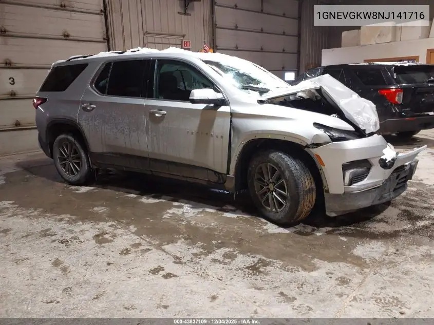 1GNEVGKW8NJ141716 2022 Chevrolet Traverse Awd Lt Cloth