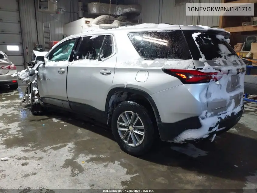 1GNEVGKW8NJ141716 2022 Chevrolet Traverse Awd Lt Cloth