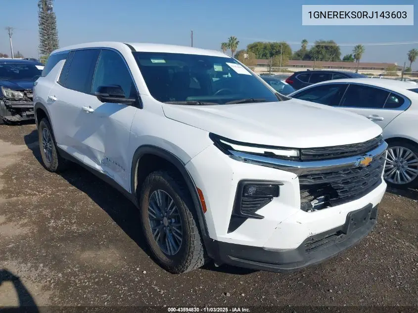 1GNEREKS0RJ143603 2024 Chevrolet Traverse Fwd Ls