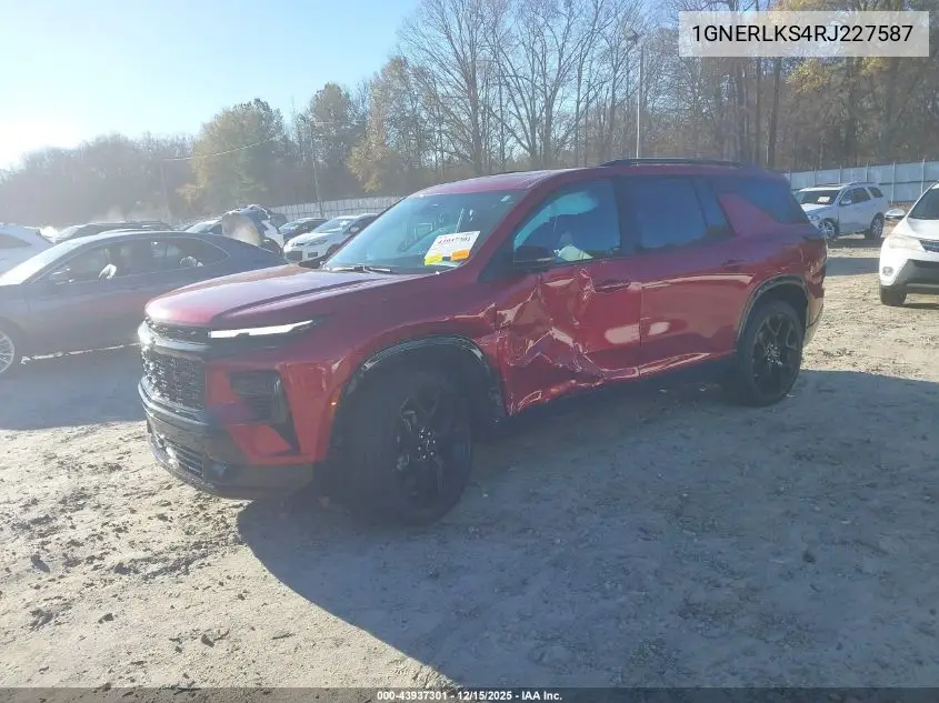 1GNERLKS4RJ227587 2024 Chevrolet Traverse Fwd Rs