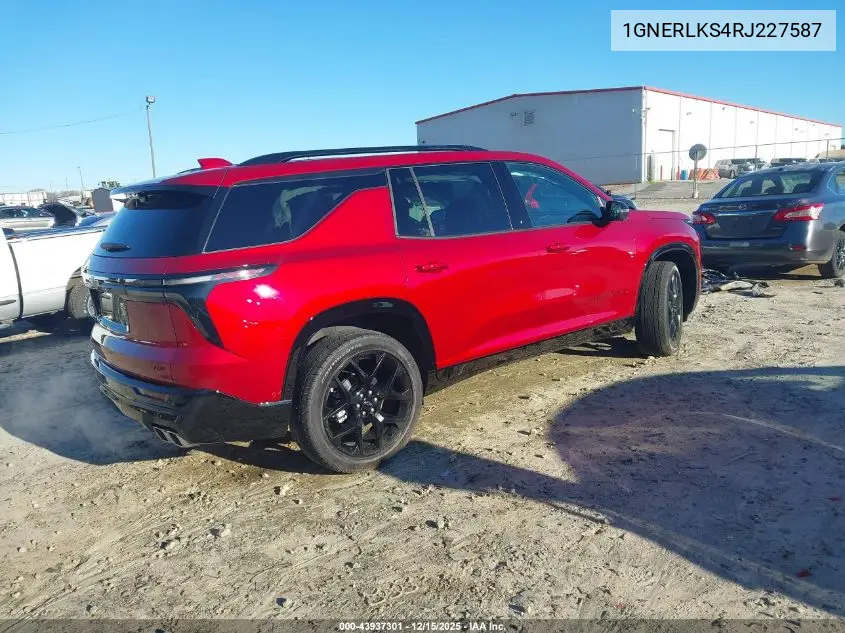 1GNERLKS4RJ227587 2024 Chevrolet Traverse Fwd Rs