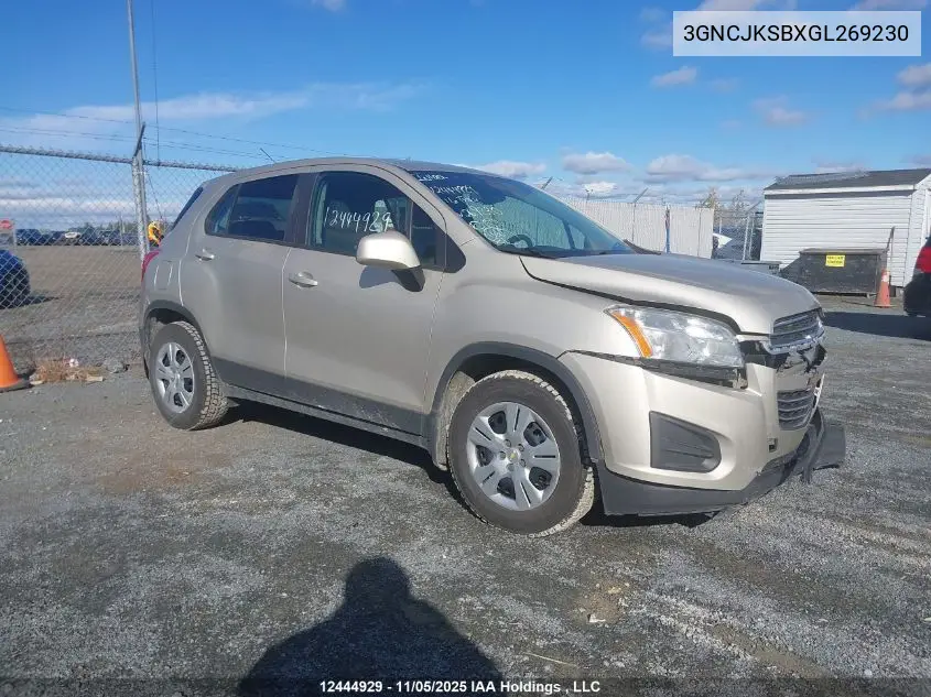 3GNCJKSBXGL269230 2016 Chevrolet Trax Ls