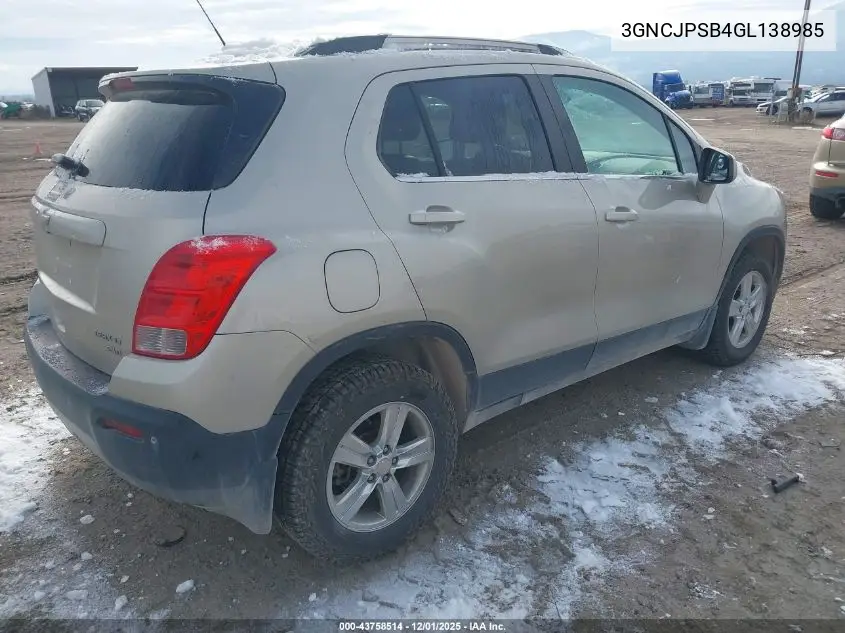 3GNCJPSB4GL138985 2016 Chevrolet Trax Lt