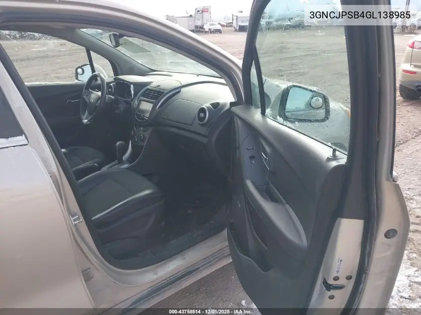 3GNCJPSB4GL138985 2016 Chevrolet Trax Lt