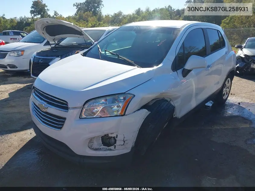 3GNCJKSB7GL258931 2016 Chevrolet Trax 1Ls
