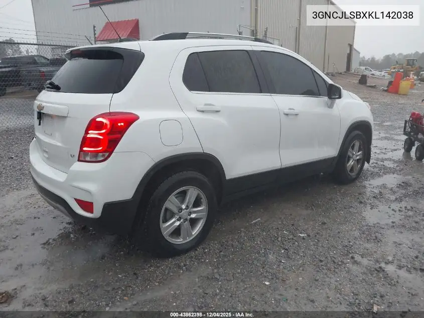 3GNCJLSBXKL142038 2019 Chevrolet Trax Lt