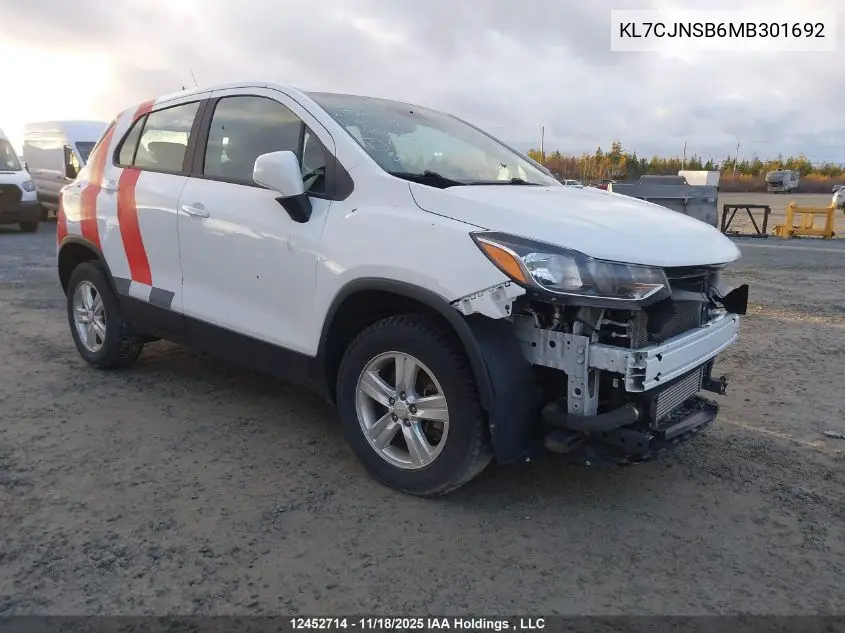 KL7CJNSB6MB301692 2021 Chevrolet Trax Ls