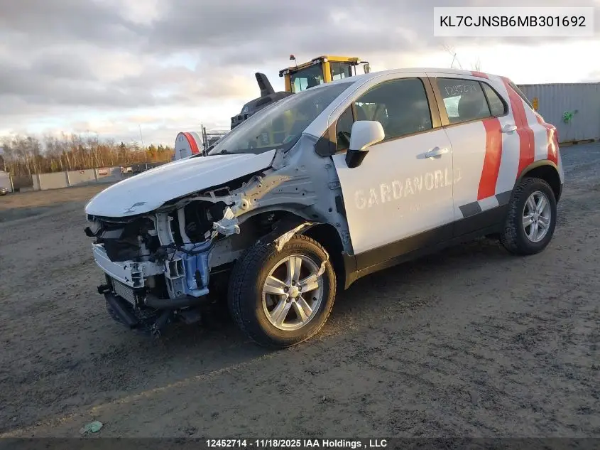 KL7CJNSB6MB301692 2021 Chevrolet Trax Ls