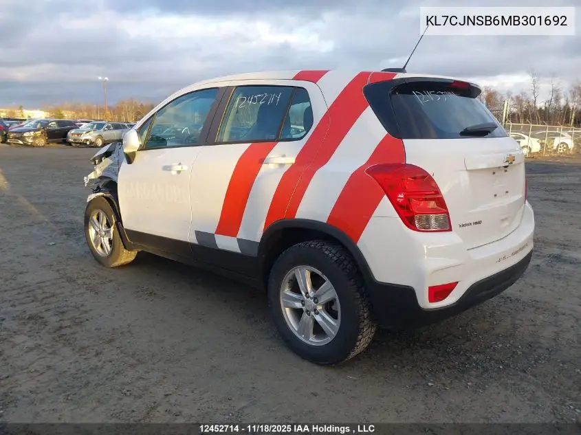 KL7CJNSB6MB301692 2021 Chevrolet Trax Ls