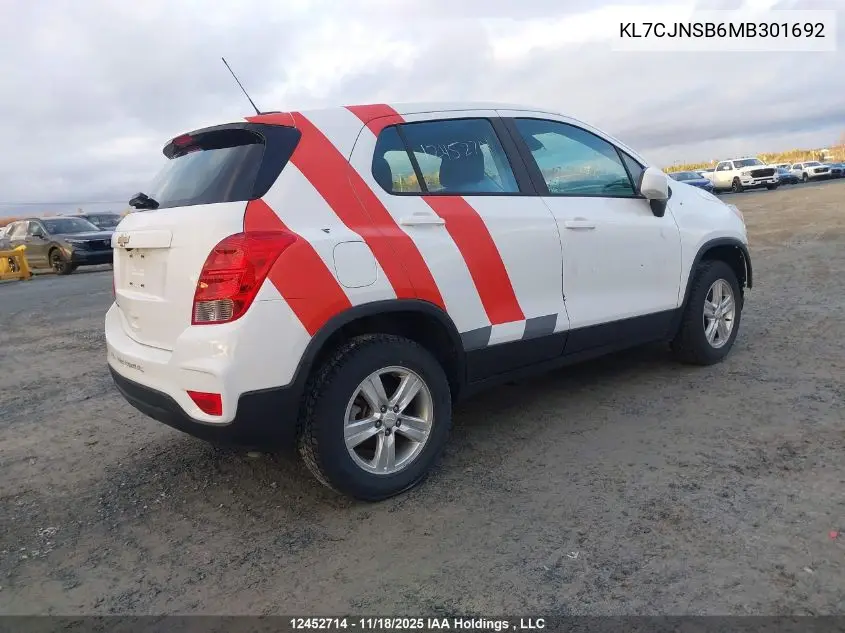 KL7CJNSB6MB301692 2021 Chevrolet Trax Ls