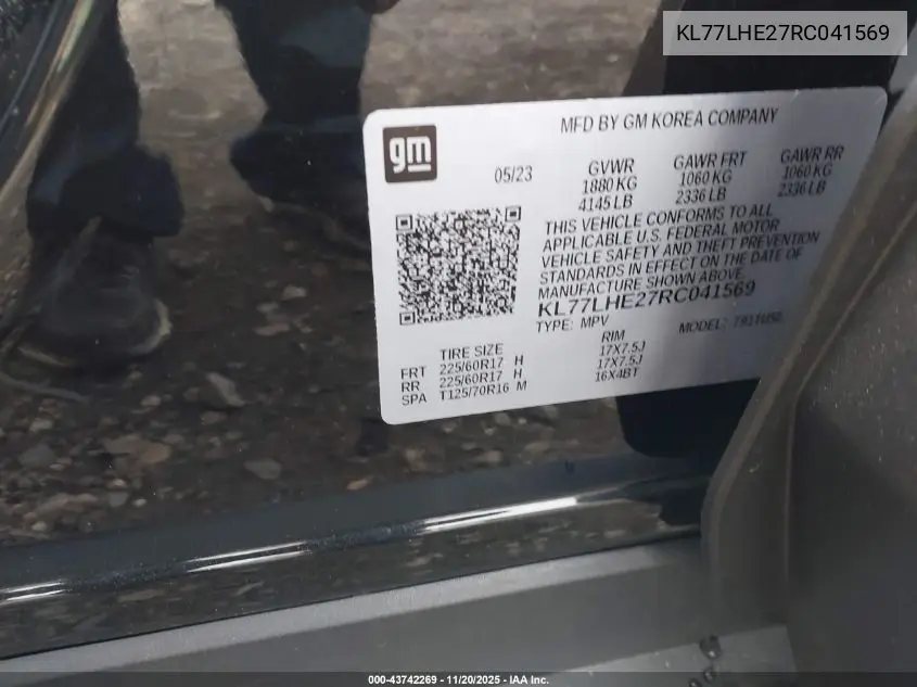 KL77LHE27RC041569 2024 Chevrolet Trax Fwd Lt