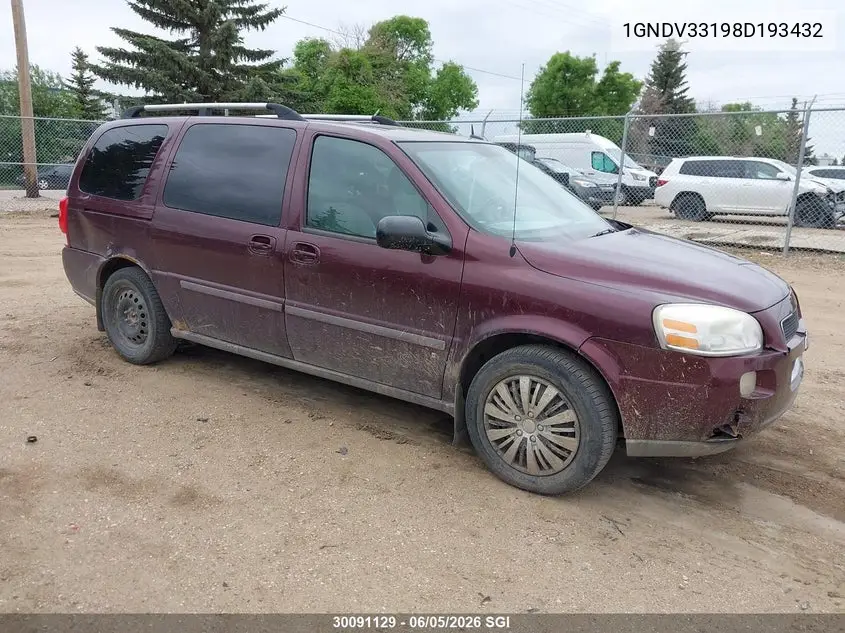2008 Chevrolet Uplander Lt VIN: 1GNDV33198D193432 Lot: 30091129