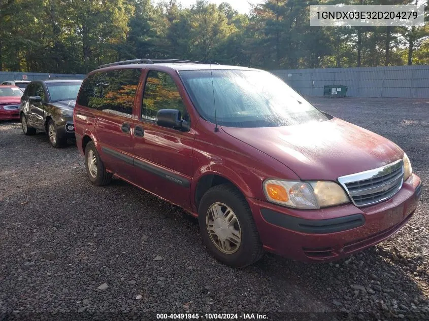 1GNDX03E32D204279 2002 Chevrolet Venture Ls