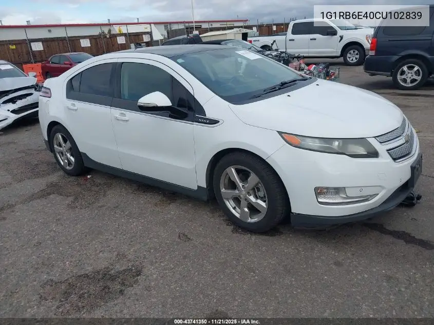 1G1RB6E40CU102839 2012 Chevrolet Volt