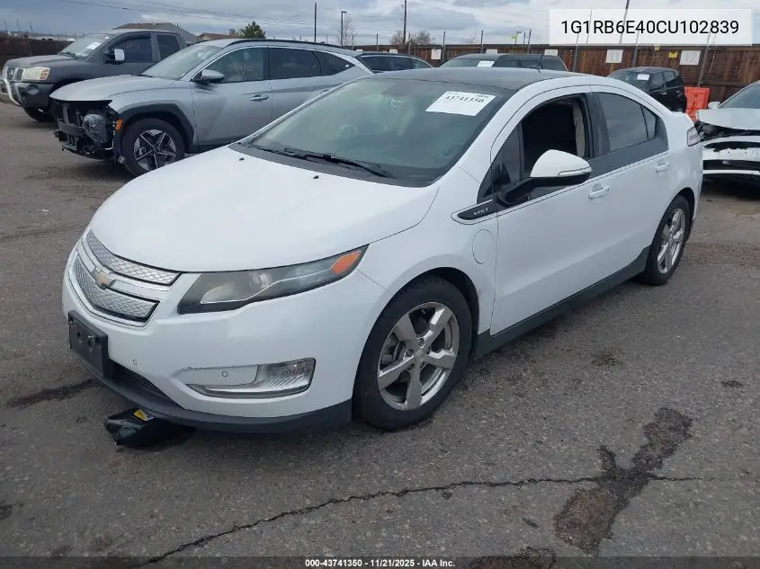 1G1RB6E40CU102839 2012 Chevrolet Volt
