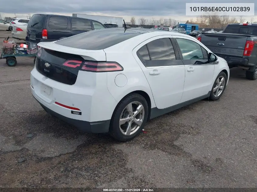 1G1RB6E40CU102839 2012 Chevrolet Volt