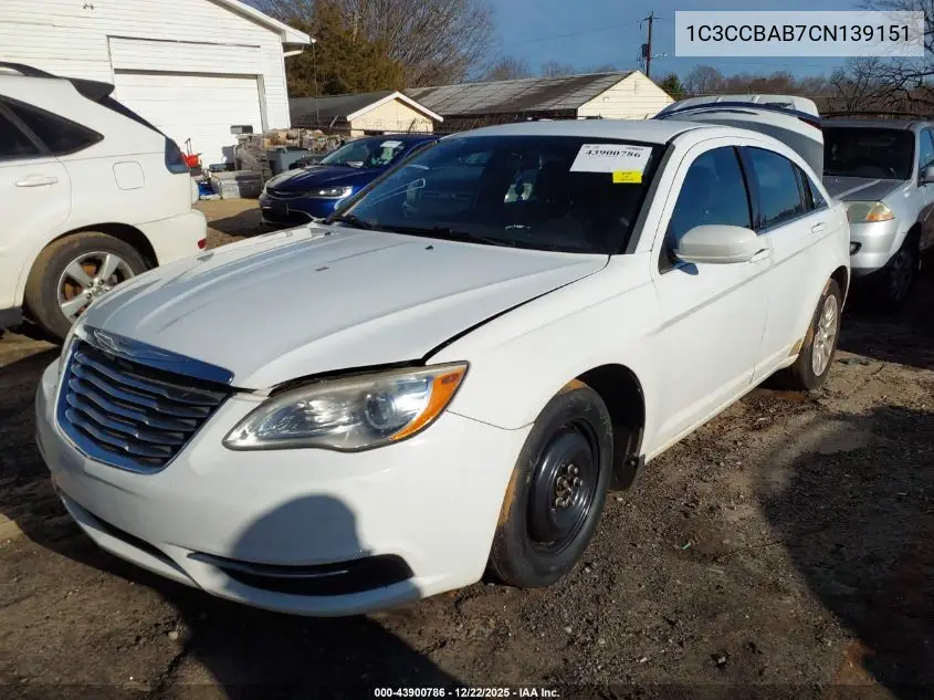 1C3CCBAB7CN139151 2012 Chrysler 200 Lx