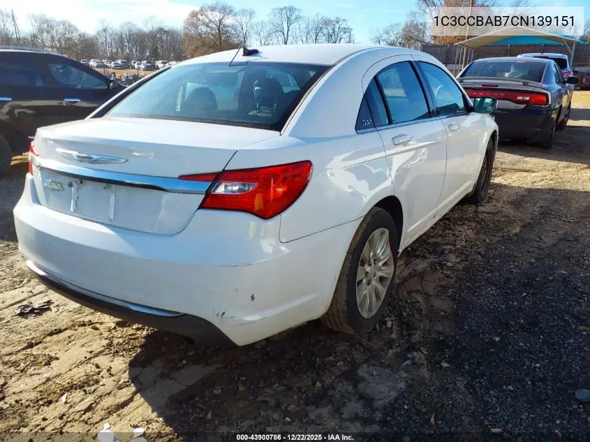 1C3CCBAB7CN139151 2012 Chrysler 200 Lx