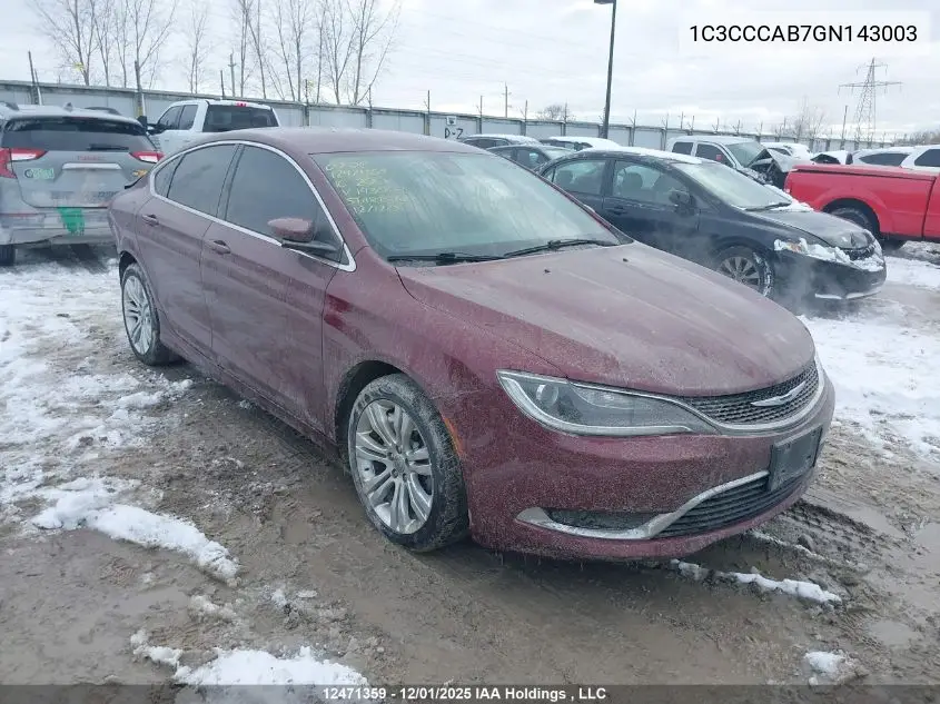 1C3CCCAB7GN143003 2016 Chrysler 200 Limited