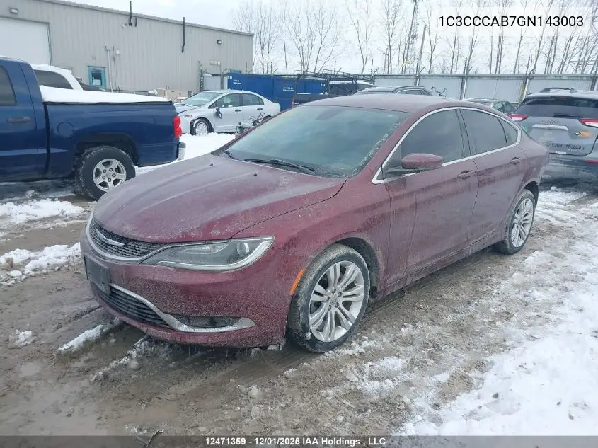 1C3CCCAB7GN143003 2016 Chrysler 200 Limited