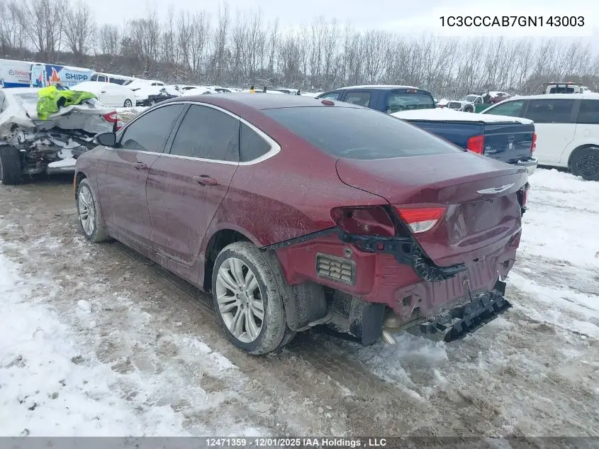 1C3CCCAB7GN143003 2016 Chrysler 200 Limited