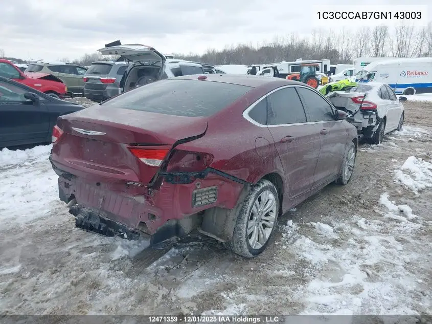 1C3CCCAB7GN143003 2016 Chrysler 200 Limited