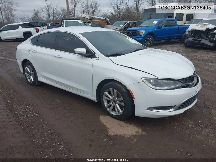 1C3CCCAB3GN136405 2016 Chrysler 200 Limited